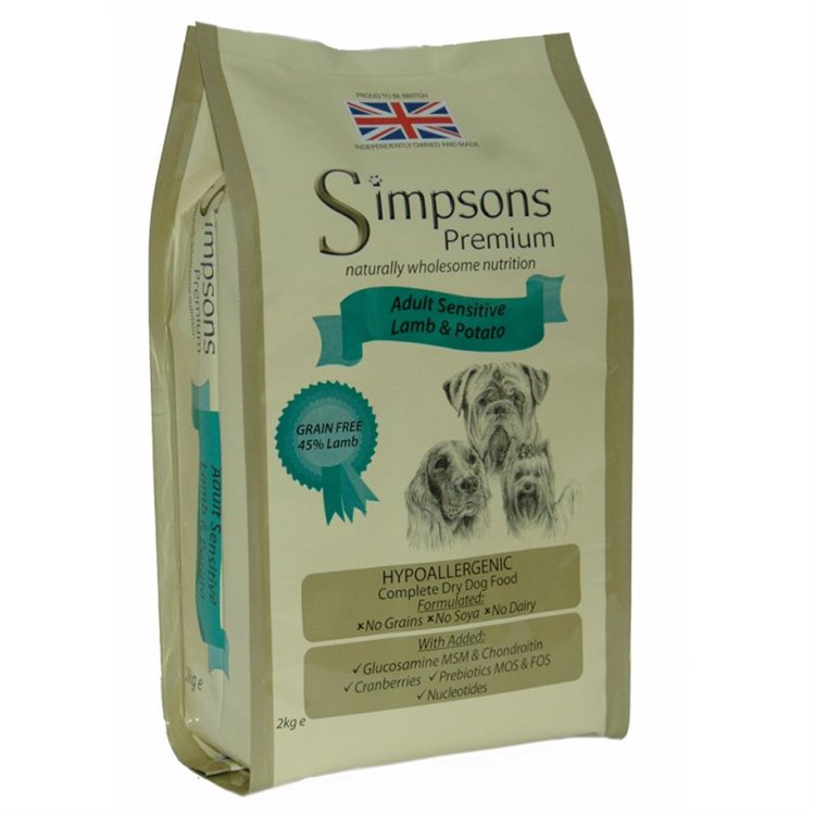 Simpsons Premium Adult Sensitive Agnello e Patate 2 kg Cane