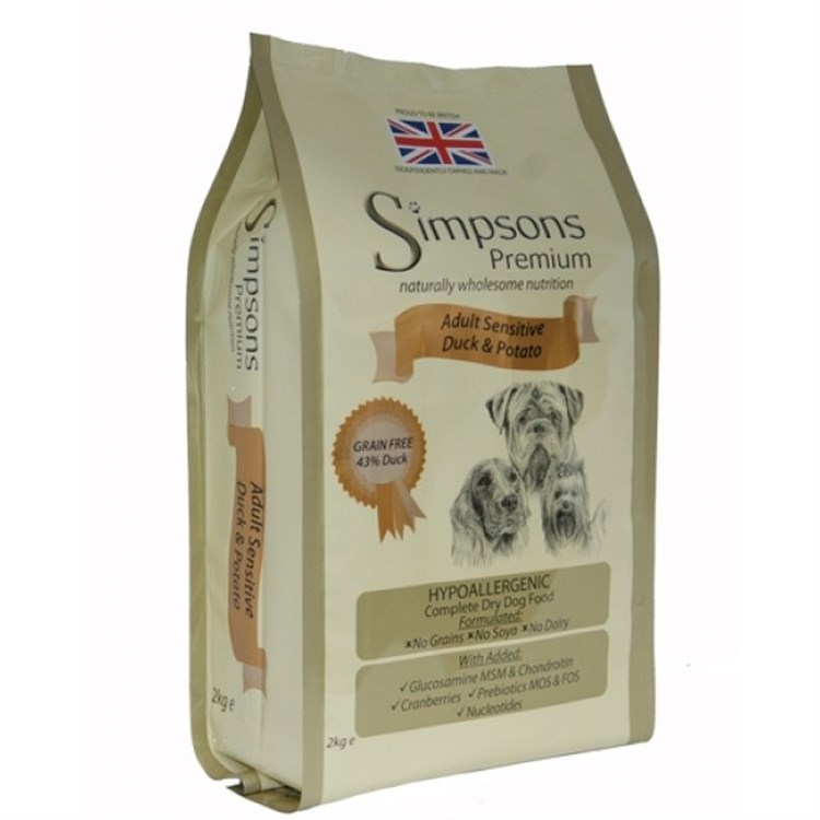 Simpsons Premium Adult Sensitive Anatra e Patate 2 kg Cane