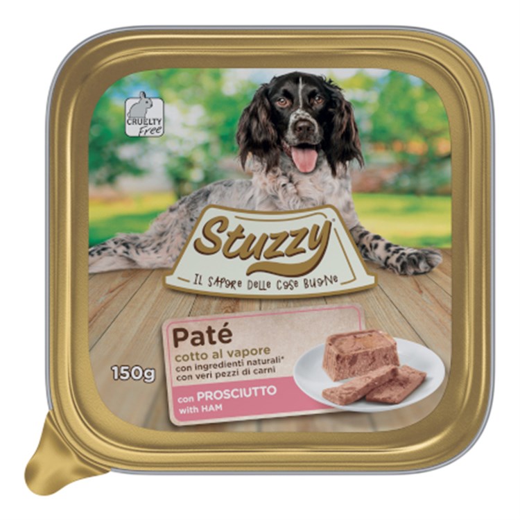 Stuzzy Dog Patè Prosciutto 150 gr Cibo in Vaschetta Per Cani