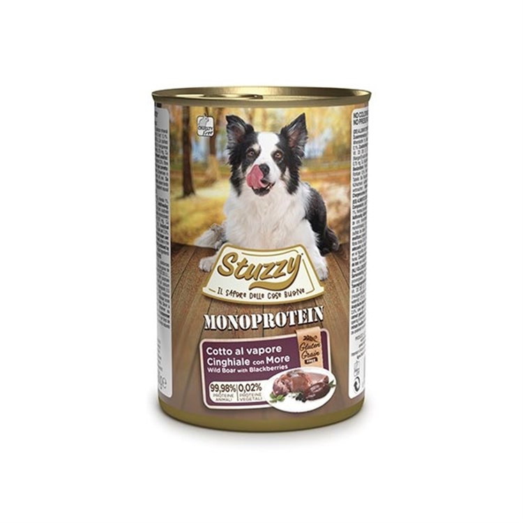 Stuzzydog Monoprotein Cinghiale con More 400 gr Scatolette Cane