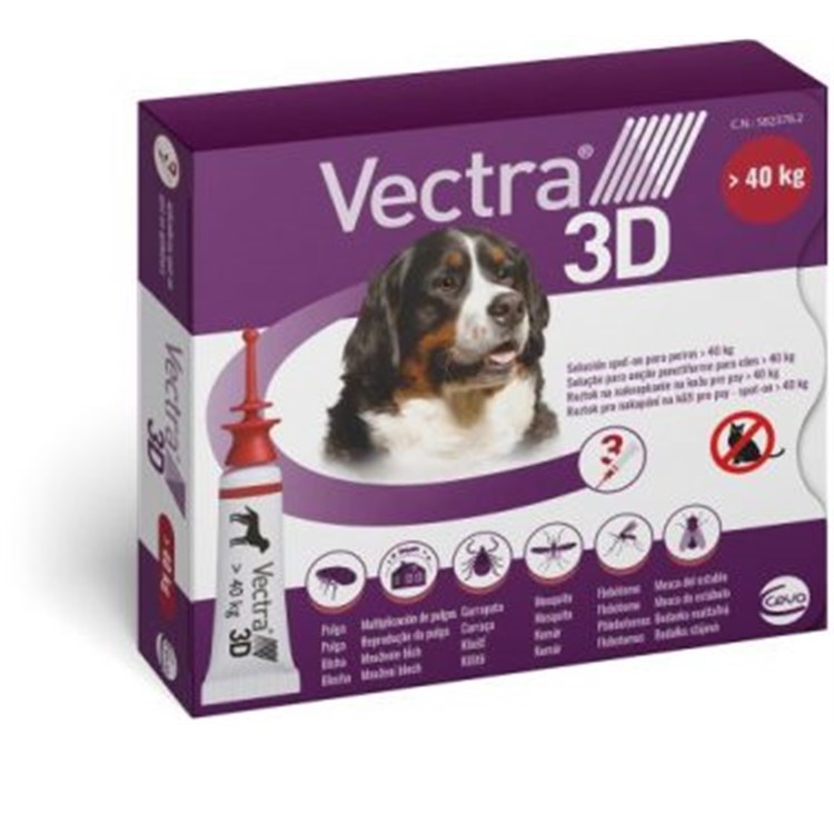 Vectra 3D Rosso Spot-On oltre 40 kg 3 Pipette per cani SCAD 28.02.25