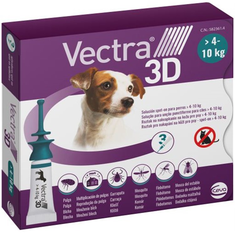 Vectra 3D Verde Spot-On da 4 a 10 kg 3 Pipette per cani