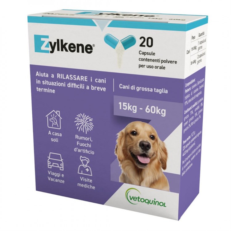 Vetenoquinol Zylkene 450 mg 20 Capsule Per Cani Da 15 kg a 60 kg