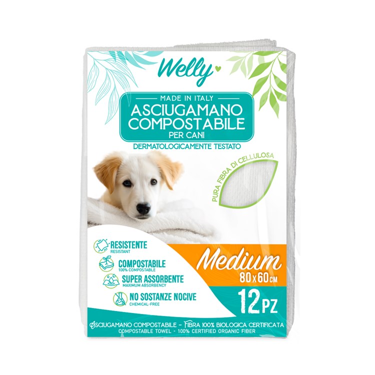 Welly Asciugamano Compostabile MEDIUM x 12 pz 80 x 60 cm